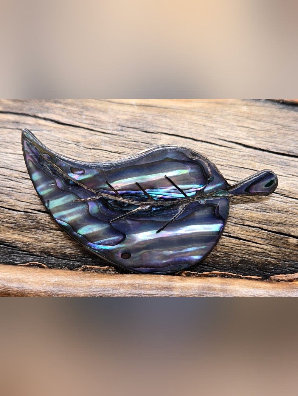 Taxco Abalone Shell Brooch on Sterling (925) Silver 2" X 1½"